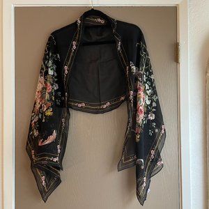 English Eccentrics 100% Pure Silk Floral Scarf Black Vase One Size